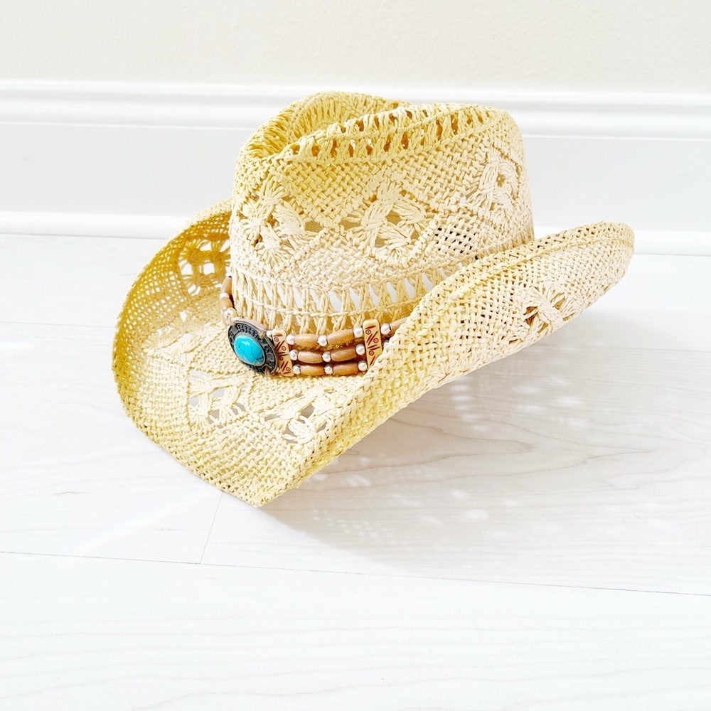 Stylish Brown Cowboy Hat with Turquoise Accent